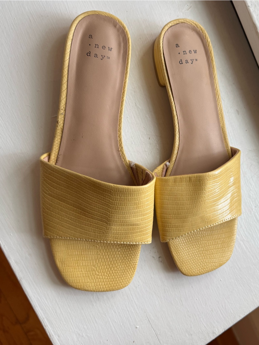 a new day Mustard Yellow Textured Slide Mules